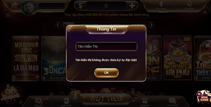 Chọn tên hiển thị trong game Chọn tên hiển thị trong game